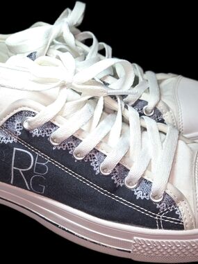 RBG Women's White and Black Lace-Accent Canvas Sneakers. EU 37 / US 6.5 So Cool!